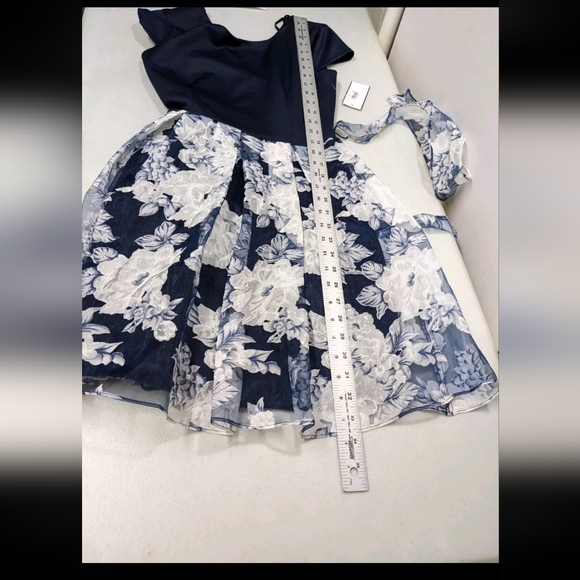 NWT B. Darlin Fit Flare Mini Dress 5 / 6 Chiffon Skirt Area Tie Waist - Picture 7 of 14